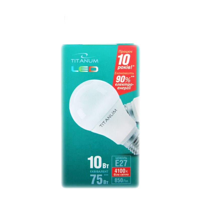 Лампа світлодіодна Titanum A60, 10Вт, E27, 4100К (TLA6010274)